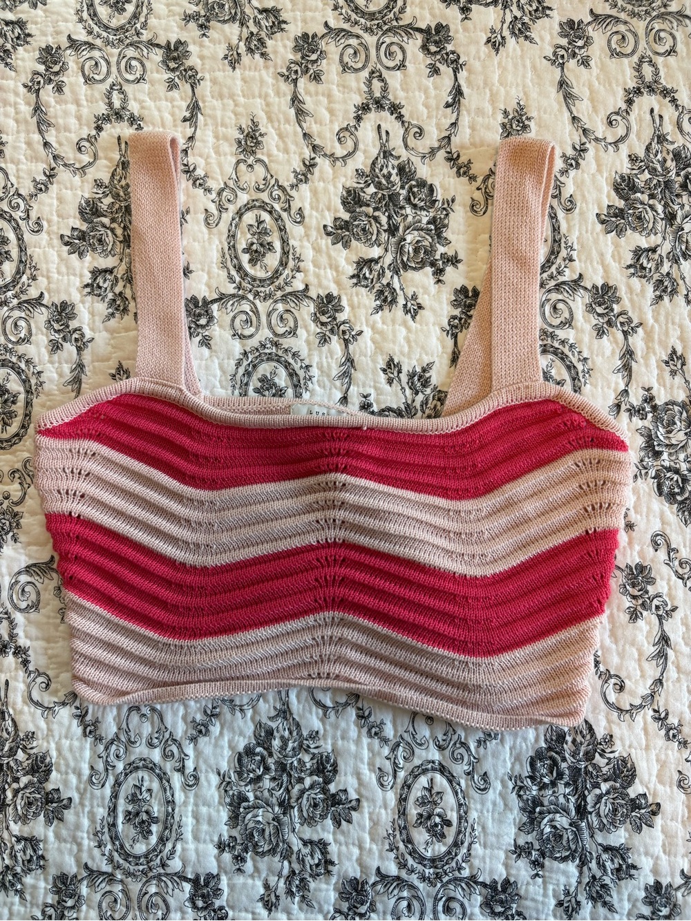 Lush Striped Knit Crop Tank - Pink & Hot Pink